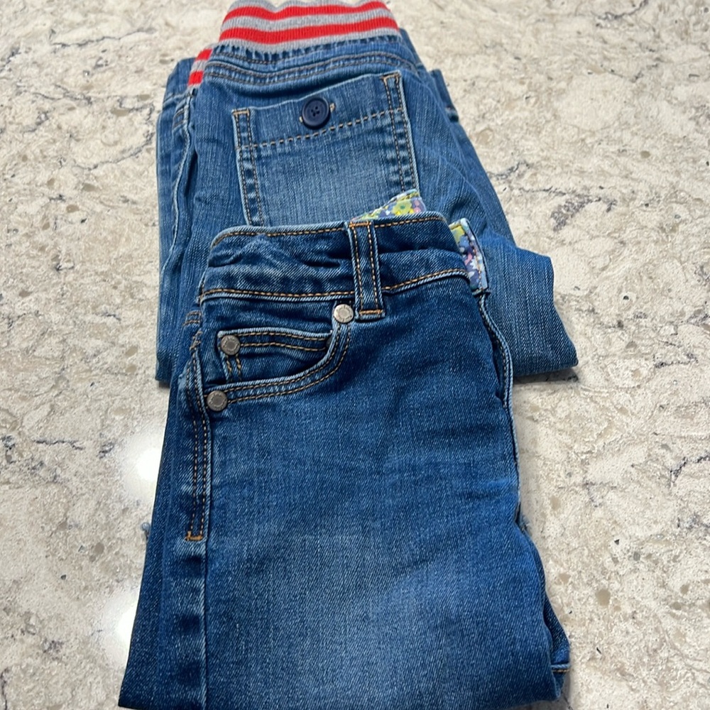 Mini Boden Blue Denim Kids Shorts with Red Stripe. Lot of 2. Size 6.